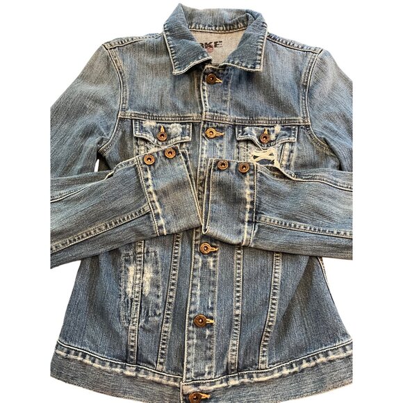 BKE‎ Denim BKE67 Size Medium Denim Distressed Jean Jacket - Picture 1 of 11